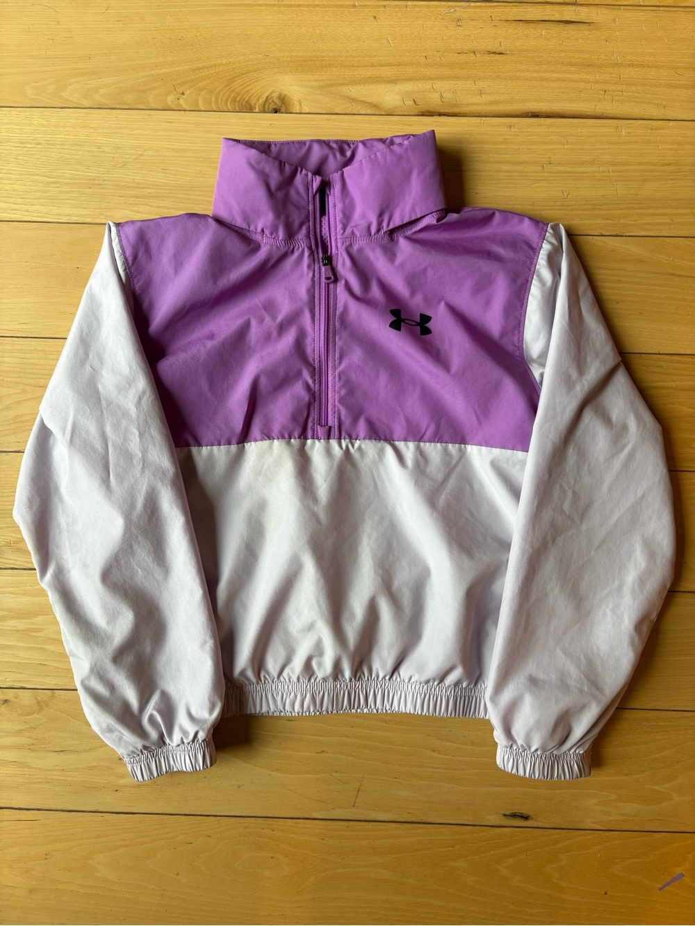 Under Armour Girls' Purple and White Half-Zip Windbreaker Jacket
